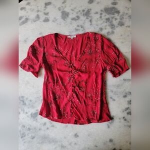Madewell Red Floral Button-Front Blouse – Size 2